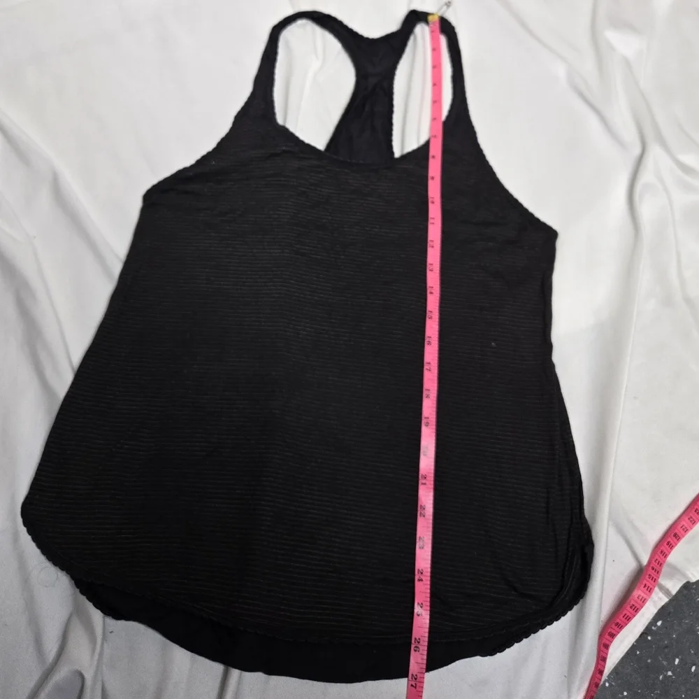 LULULEMON‎ black striped 105 F racerback scalloped edge singlet luon tank top S